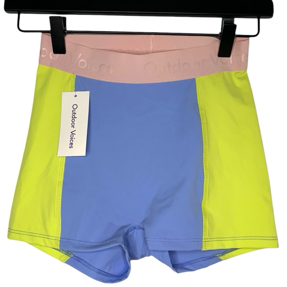 NWT Outdoor Voices Sky/Line XS Superforma 1.5” Bloomer Athletic Workout Shorts